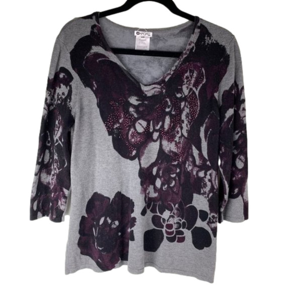 Chagal Grey & Purple  Sweater size Large - Picture 1 of 4